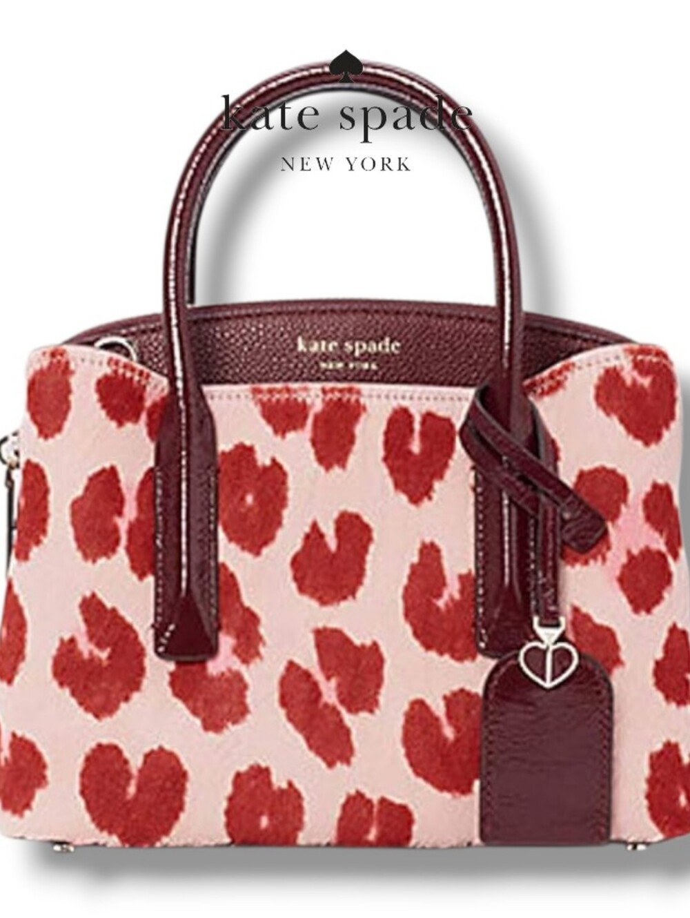 kate spade New York Margaux Pink and Burgundy Leopard Haircalf Mini Satchel - Picture 3 of 17